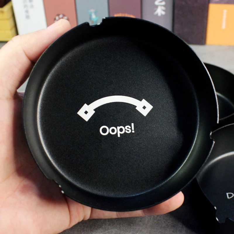 Черная матовая креативная круглая металлическая пепельница из нержавеющей