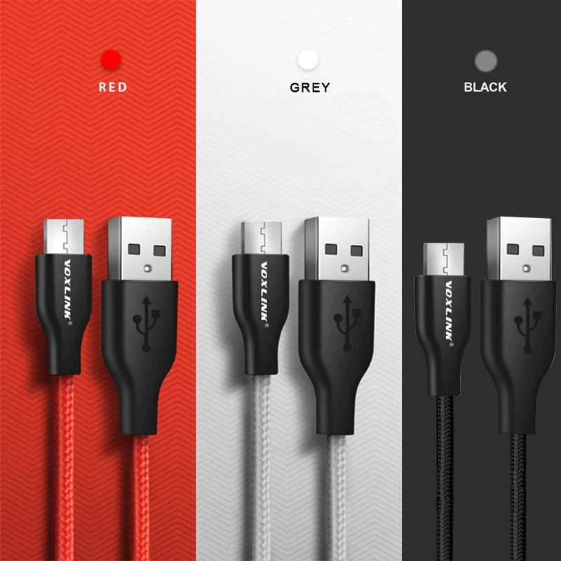 VOXLINK Micro USB Cable 2.4A Phone Fast USB Cord Charge for Xiaomi Redmi Note5 Micro Charger Data Cable for Samsung USB Cord