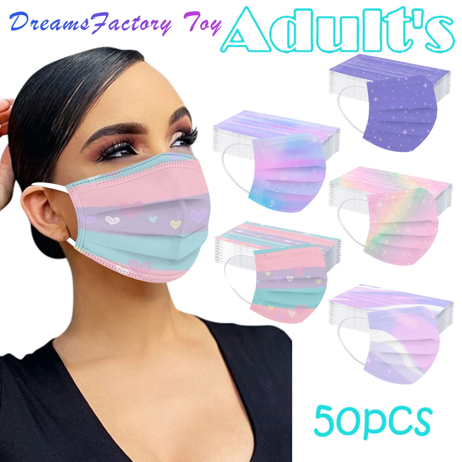 50 шт. одноразовые маски для лица взрослых |