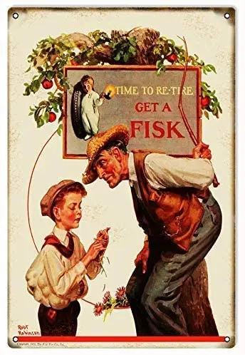 

Fisk Gas and Motor Oil Classic Aluminum Metal Sign Vintage Look Sign Metal Plate for Home and Bar Wall Art Decor 8" X 12"Inch