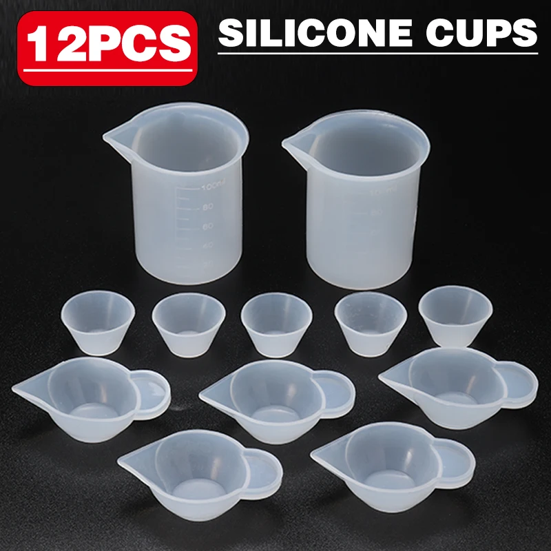 

12pcs DIY Crystal Epoxy Silicone Dispensing Mixing Stirrer Dropper Measuring Cup Crafts Jewelry Making Tool Kit