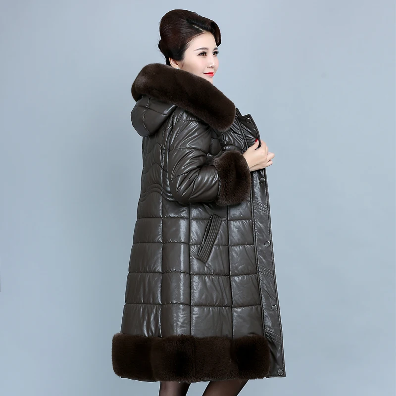 Женская Длинная зимняя куртка с меховым воротником размеры до 6XL|Женские парки| |