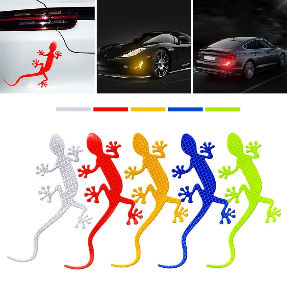 

1*Sticker Car Safety Warning Signs Night Driving Gecko Lights Reflective Decals Waterproof Fashionable Appearance Accessories