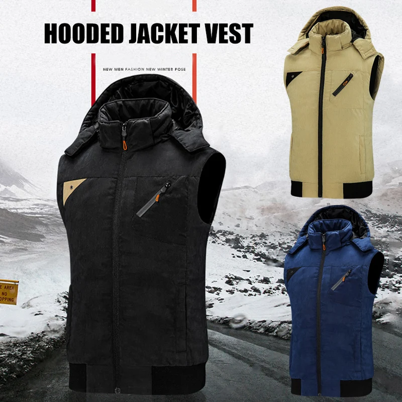 

Durbale Men's Casual Warm Down Vest with Removable Hooded Stylish Wadded Coat &T8