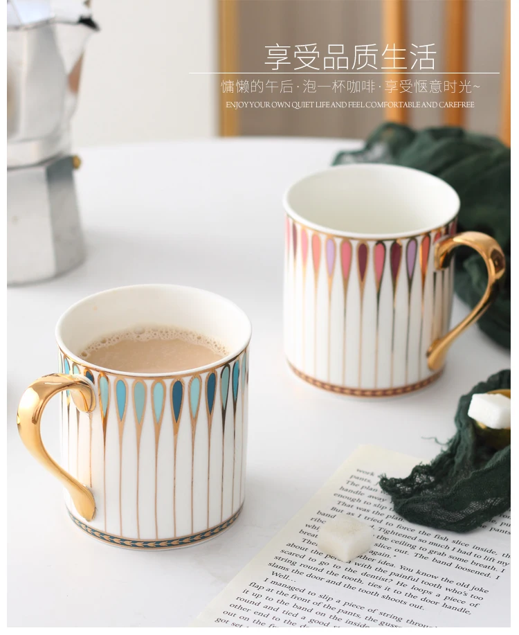 

Luxury Creative Coffee Mug Ceramic with Spoon Nordic High Quality Personalization Esspresso Cups Tazas Drinkware Kitchen DB60MK