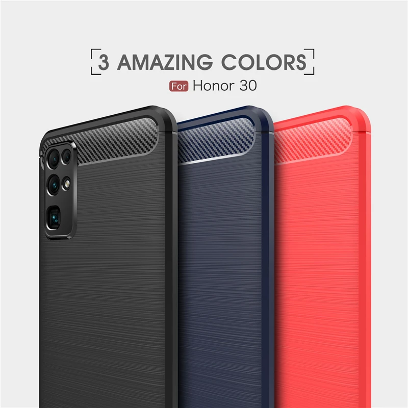 Чехол из углеродного волокна для Huawei Honor 30 Мягкий противоударный силиконовый