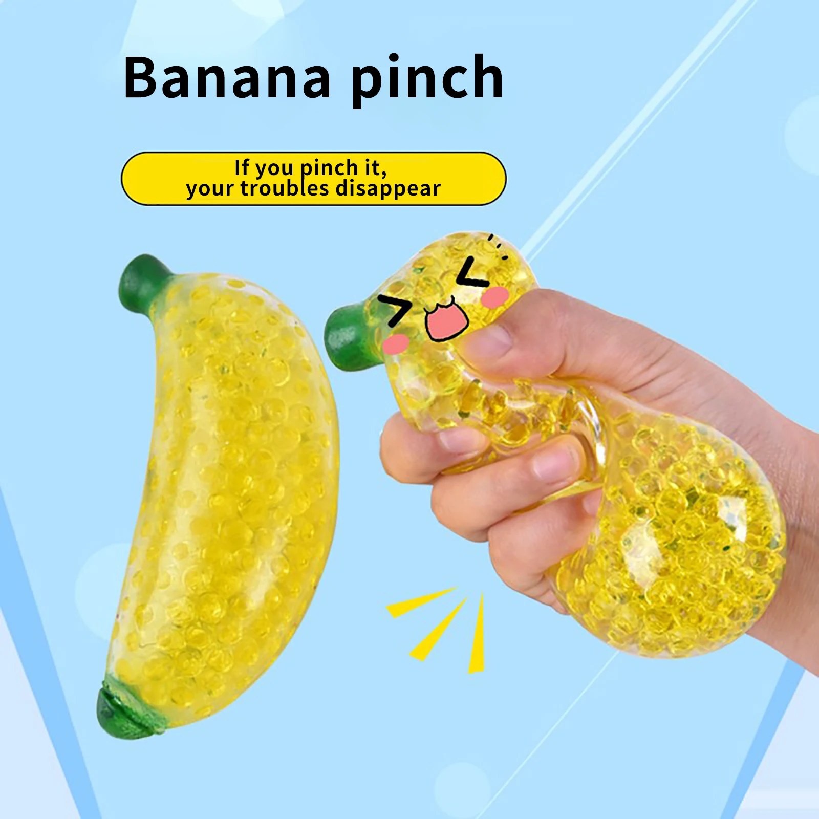 

Simulation Stress Relieving Toy Bouncing Ball Toy Flexible And Elastic Bead Squeezing Stress Relief Banana Bead Ball Squeeze Toy