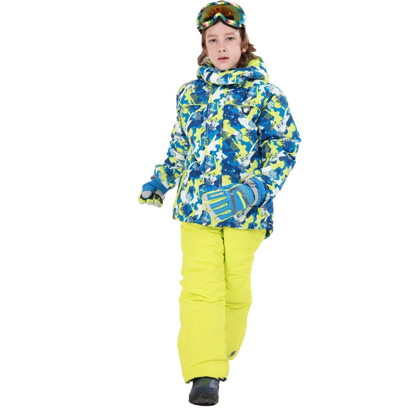 Детская Лыжная куртка и штаны зимний теплый лыжный костюм ветрозащитный