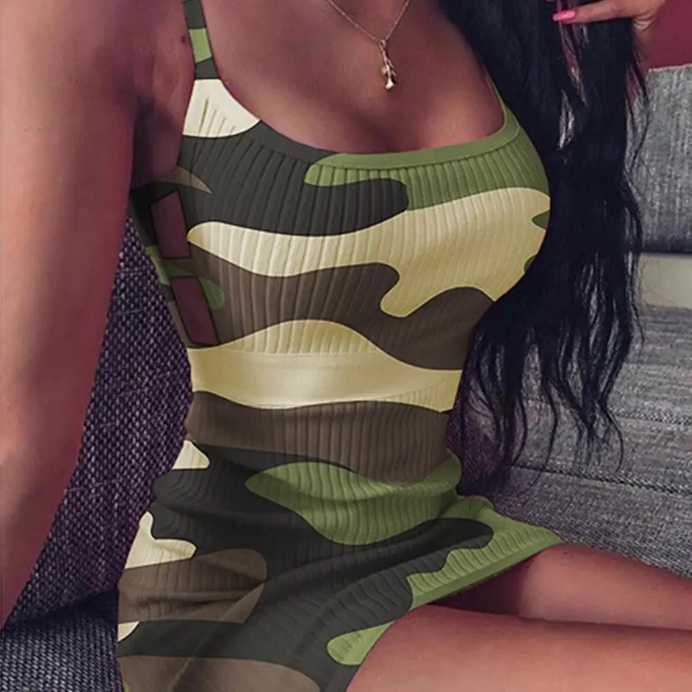 

Платье женское в рубчик, без рукавов, с камуфляжным принтом, 4XL