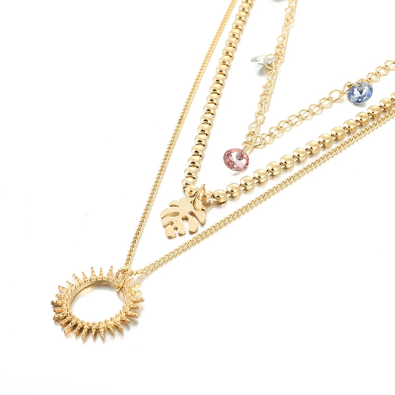 Медальон в форме солнца ожерелье docona стиле бохо для женщин многослойное