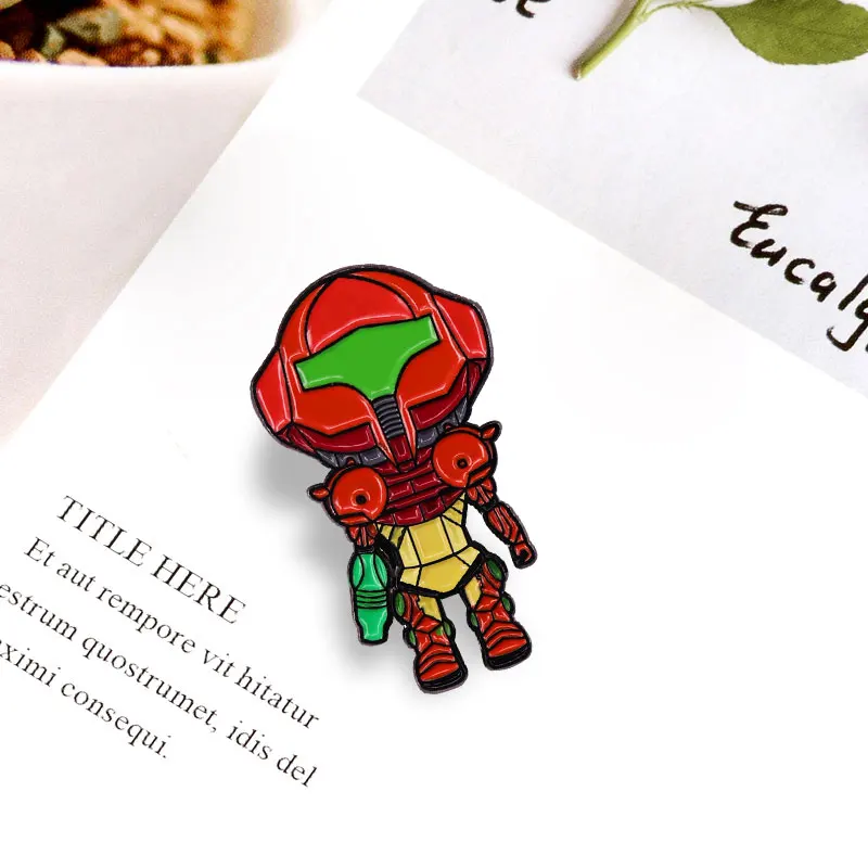 Эмалированная брошь Samus Aran Metroid в виде робота из аниме-игры | Украшения и