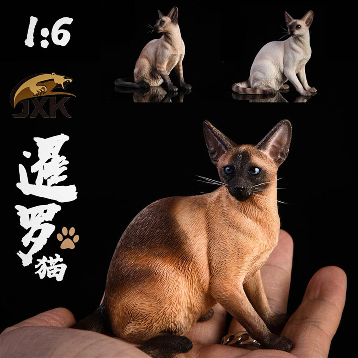JxK 1:6 مقياس سيامي القط الحيوانات الأليفة شفاء الشكل Felidae نماذج للحيوانات جامع الديكور لعبة الراتنج هدية