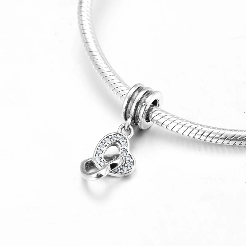 Настоящее серебро 925 пробы любовь с первого взгляда двойные бусины подвески в