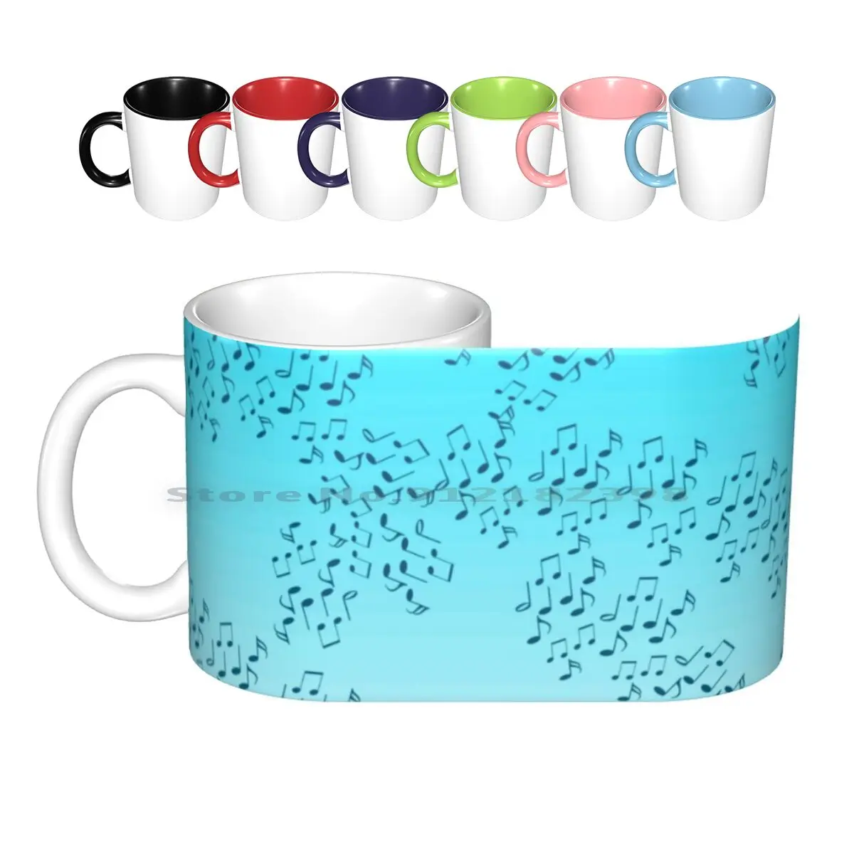

Scattered Music Notes Ceramic Mugs Coffee Cups Milk Tea Mug Music Musical Music Notes Blue Fade Skye Blue Creative Trending
