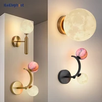 creative moon and colorful ball deco wall lamps for living room bedroom bedside corridor 3d printing spherical lights g9 bulbs