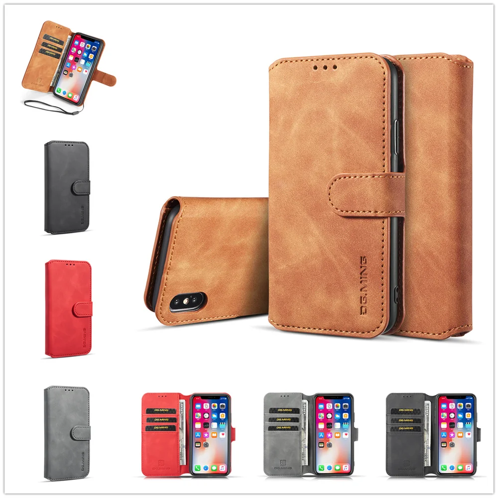 Винтажный чехол для iPhone X, 8, 7, 6 S, 6 Plus, XS Max, XR, флип-чехол, простые Чехлы, книга, Ретро стиль, кожзам, кошелек, подставка, держатель, чехол для телефона