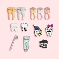 hot teeth metal enamel brooch cute funny cartoon teeth badge pin trendy costume backpack jewelry accessories for kids gifts
