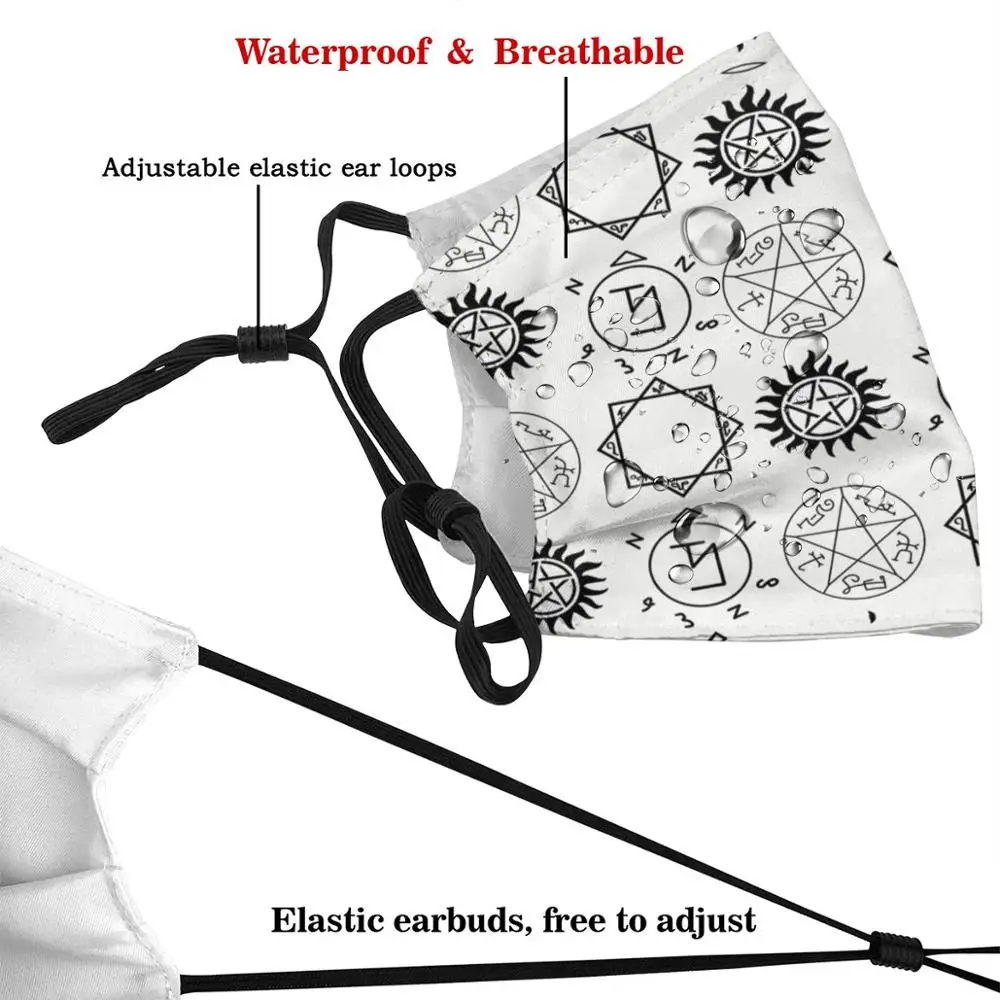 Сверхъестественное символами многоразовая маска для полости рта фильтр Для