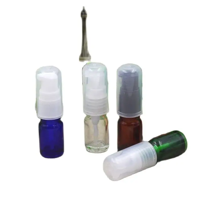 5 мл голубая/прозрачная/зеленая/коричневая стеклянная бутылка с пластиковым