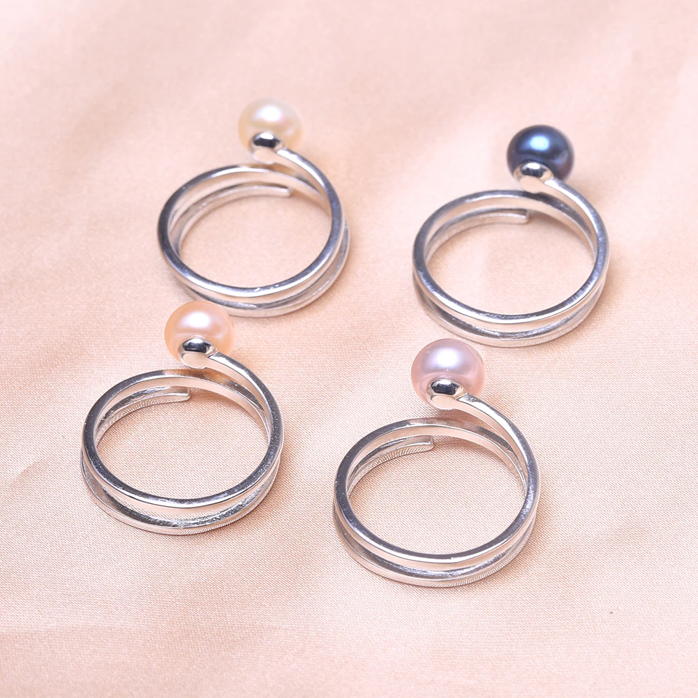 BaroqueOnly Natural Freshwater Pearl Rings white purple orange bule adjustable 925 Sterling Silver jewelry For Women RBD | Украшения и