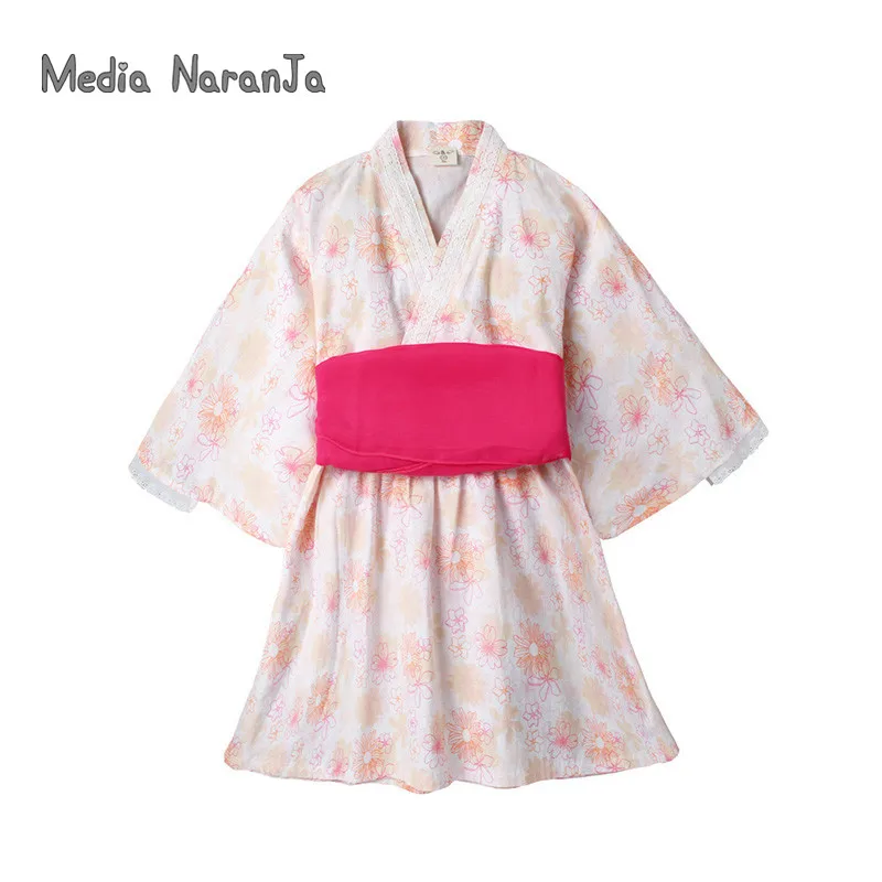 Одежда для маленьких девочек новое весеннее кимоно с принтом банное платье