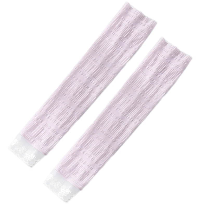 

Women Summer UV Protection Ice Silk Ruched Arm Sleeves Cover Floral Lace Splicing Solid Color Driving Cycling Sunscreen X7YA