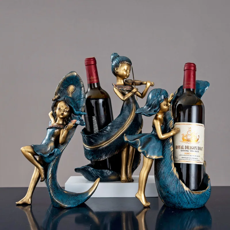 Скульптура для чтения скрипки с девушкой подставка вина фигурка Статуэтка из