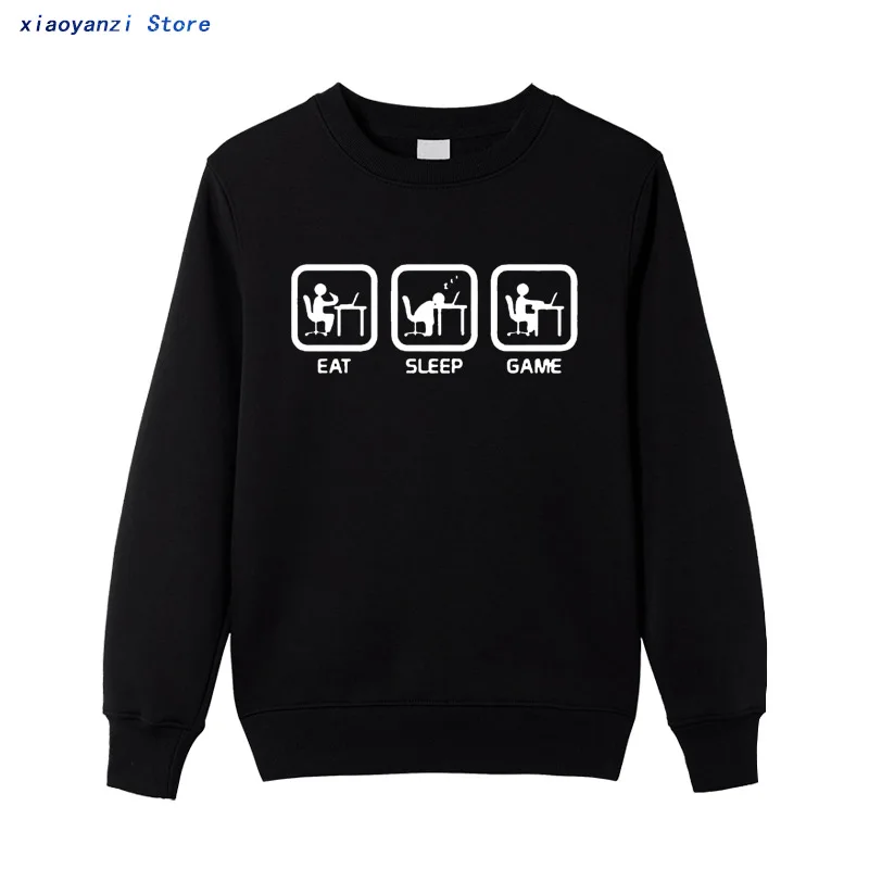 

New Fashion Eat Sleep Game Gamer Funny Sweatshirts Men Humor Casual Printed College Mens unisex pullovers hoodies Brand Clothing