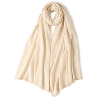 cashmere scarf line crochet fringed scarf womens knitted shawl raw edge beige high end spring autumn 2022