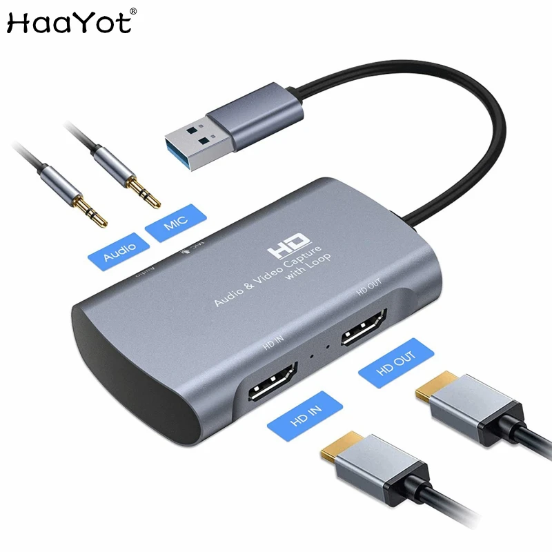 

Type-C/USB 3.0 Dual HDMI Video Capture Card 4K 1080P 60FPS PS4 XBOX Switch Game Audio Video Live Streaming to Macbook Laptop PC