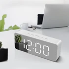 Прямоугольный будильник цифровые светодиодсветодиодный настольные часы будильник HD зеркальная поверхность для дома офиса Настольные часы