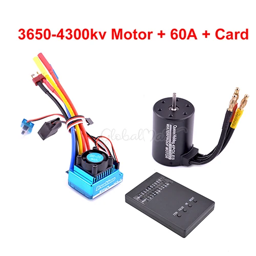 60A 3650-4300KV Card 3650 3900kv 4300kv бесщеточный двигатель/45A 60A 80A 120A бесщеточный ESC электрический регулятор скорости пыленепроницаемый для 1:10 1/10 RC автомобилей - Цвет: 60A 3650-4300KV Card