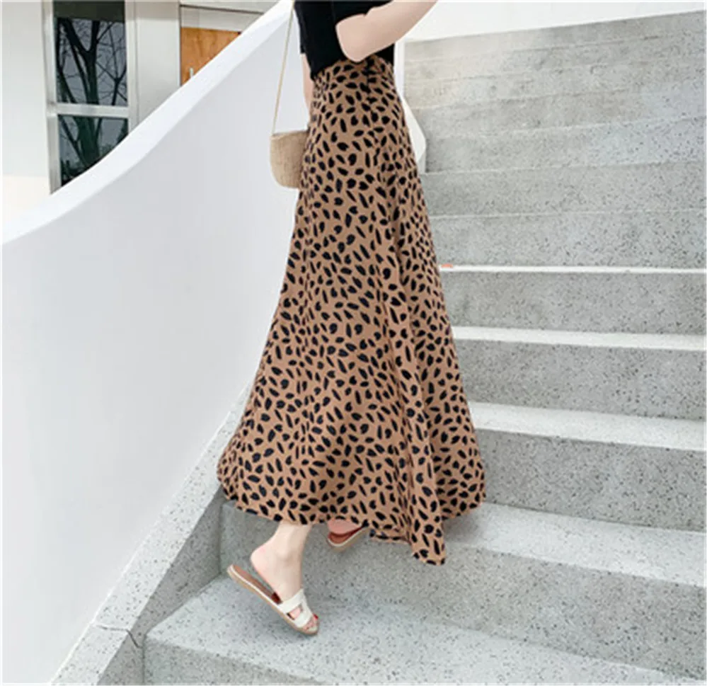 Корейская модная шифоновая юбка женская летняя средней длины трапециевидной