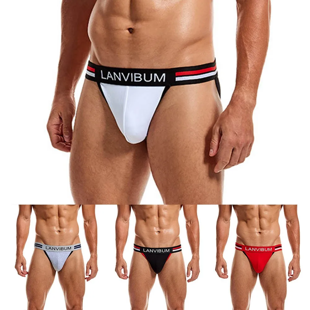 

Men Jockstraps Sports G-string Thongs Sexy Low Waist Jock Strap Boxer Gay Breathable Bikini Briefs Fitness Pants Men's Underwear