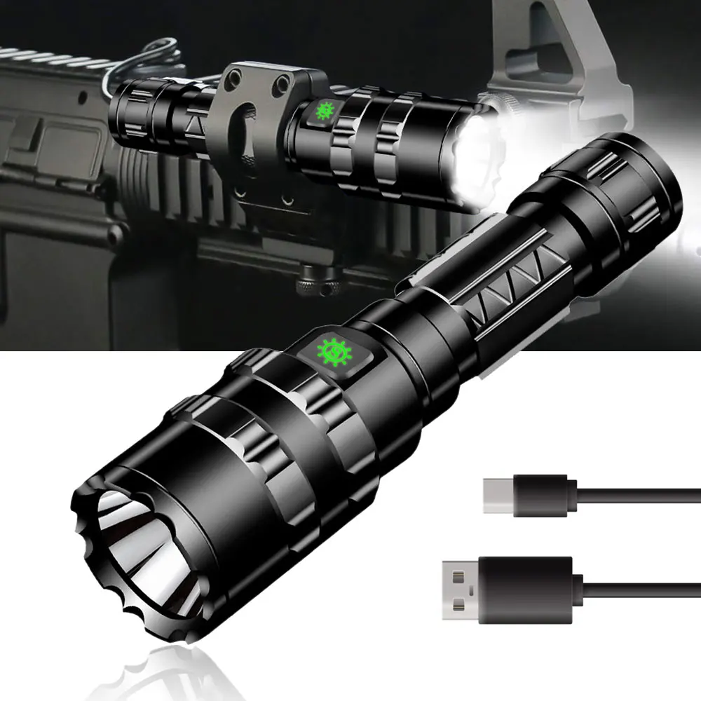 Светодиодный фонарь для тактической вспышки ультра яркий Перезаряжаемый USB