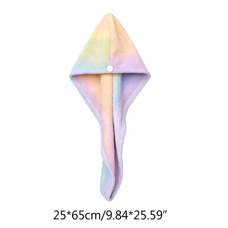 

Women Rainbow Colorful Towel Wrap Microfiber Absorbent Shower Quick Hair Dry Hat K0AA