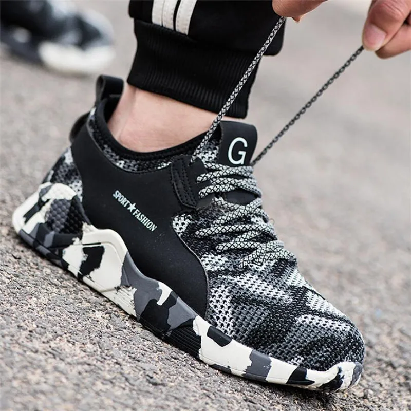 

Autumn Men Steel Toe Work Safety Shoes Female Camouflag Casual Breathable Sneakers Puncture Proof Industrial security Boots