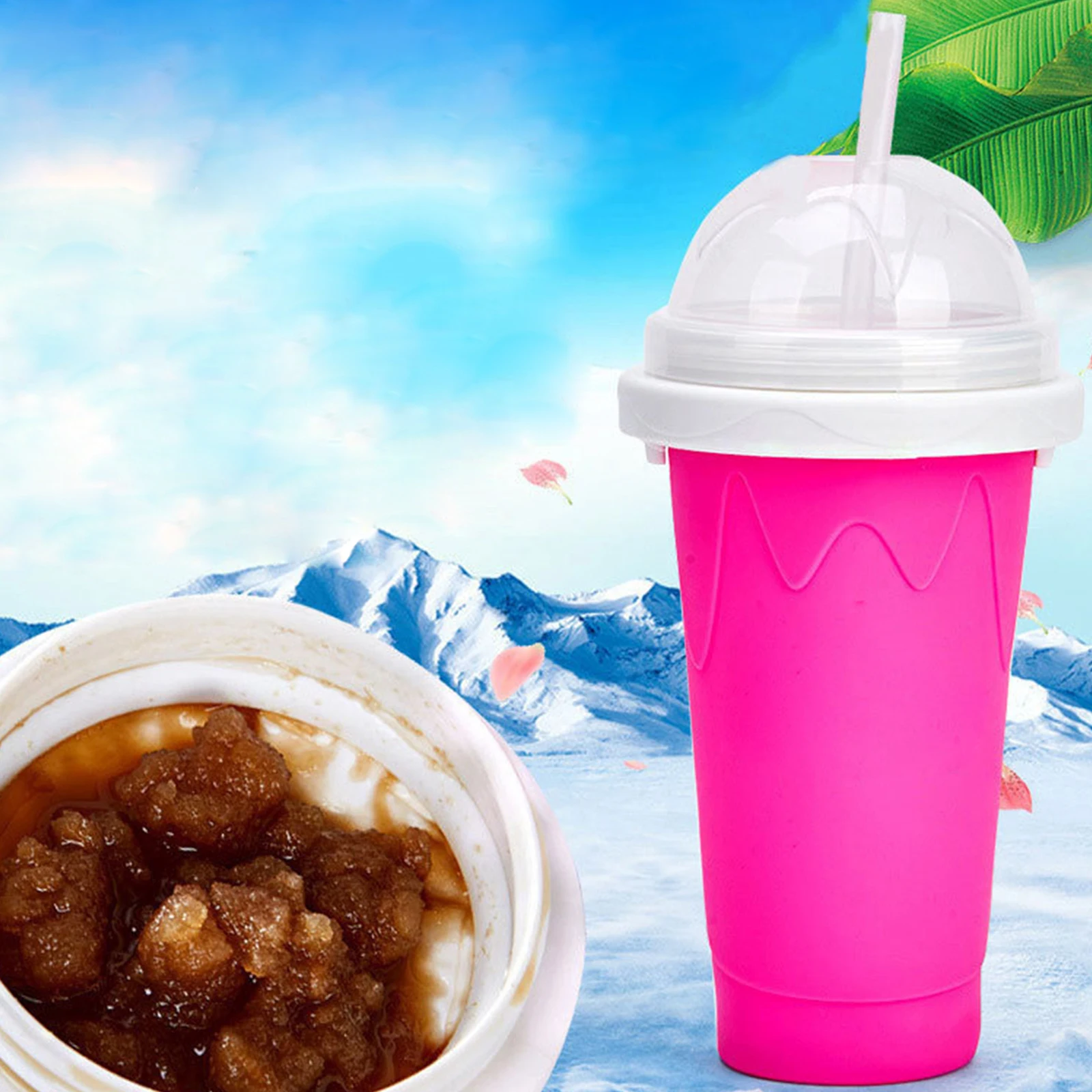 Taza de silicona para batidos de frozen, botella refrigerante r&aacute;pida de doble capa, fabricante de hielo de granizo, batidora de silicona-5