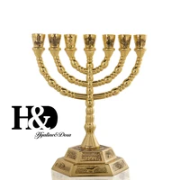 hd 7 branch hexagonal base 12 tribes of israel menorah in gold 6 2 holy land gift jerusalem temple wedding birthday decoration
