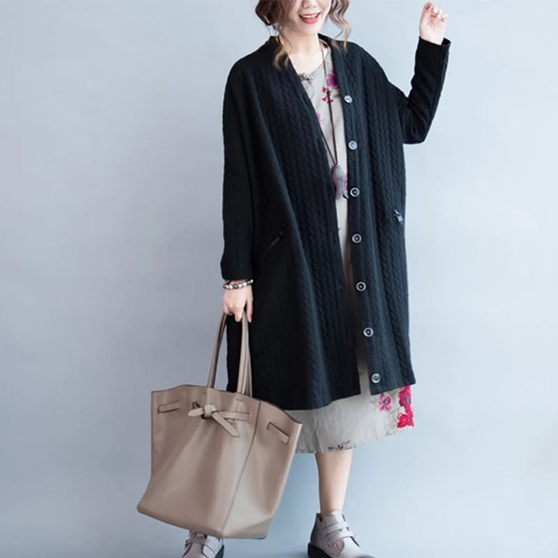 Новинка 2019 длинный свитер для женщин среднего возраста на весну и осень кардиган