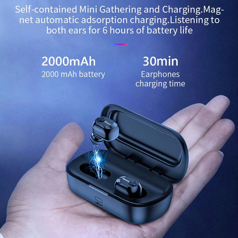 Baseus W01 TWS настоящие беспроводные блютуз наушники 5 0 умные Bluetooth Беспроводные с