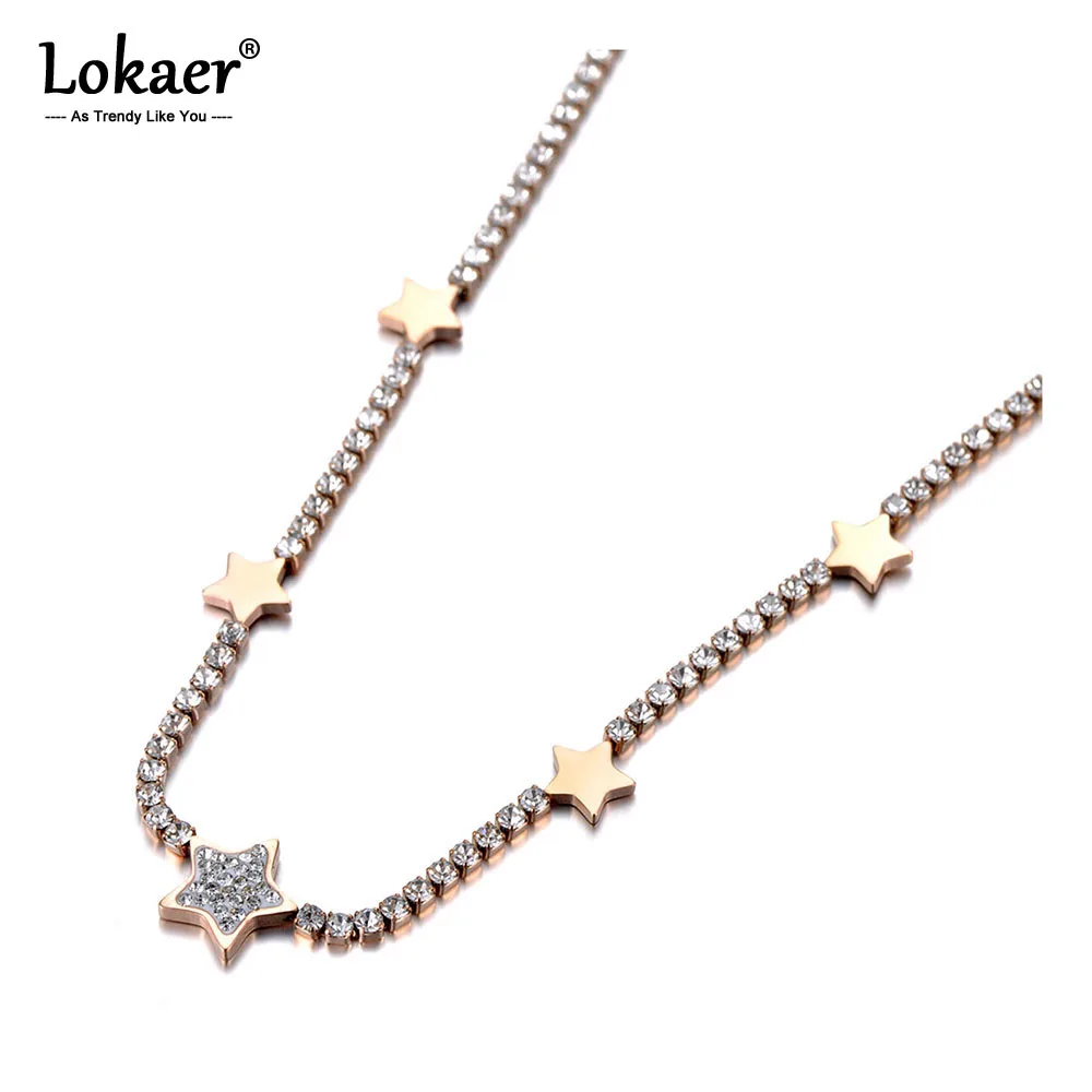 Модное ожерелье Lokaer из титановой нержавеющей стали с фианитами и кристаллами 5