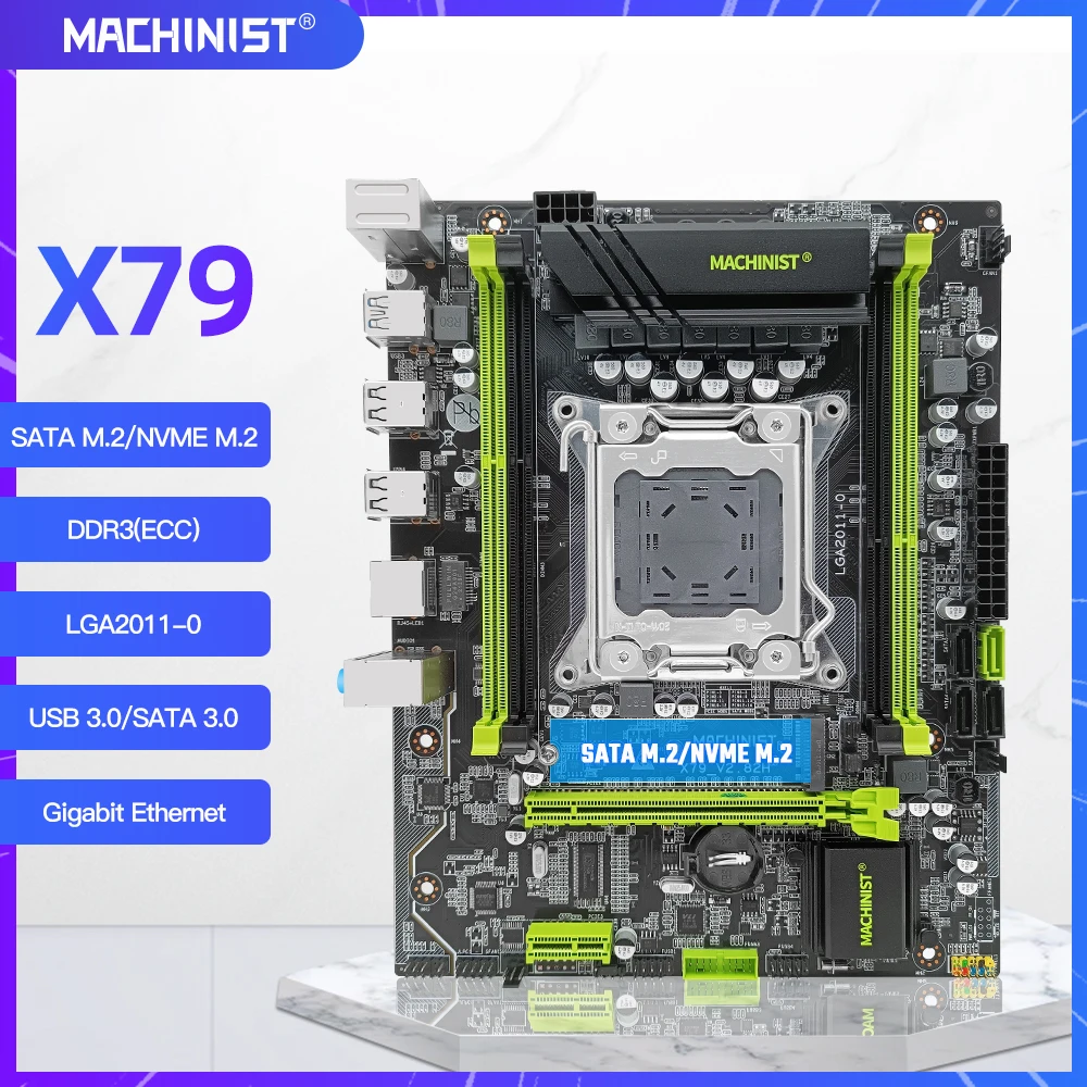 MACHINIST X79 Motherboard LGA 2011 Kit Set With Xeon E5 2650 V2 Processor CPU Surppot 16GB*4 DDR3 ECC RAM Four-Channel NVME M.2 |