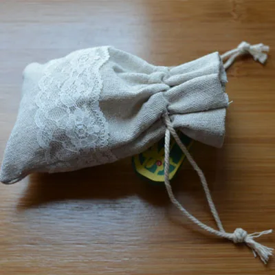 

Small Lace Linen Jewelry Gift Bags 8x10cm(3"x4") pack of 100 Candy Sack Makeup Drawstring Pouches