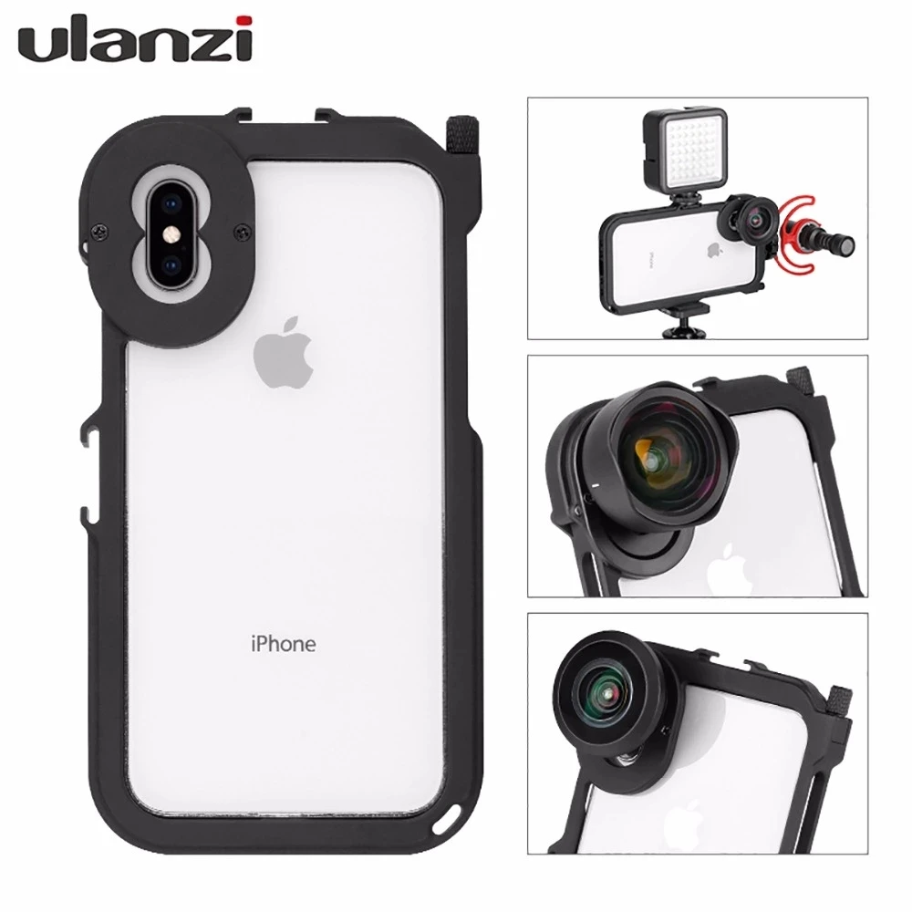 Ulanzi металлический бампер чехол для телефона рамка для iPhone X/XS/MAX, w Mic холодное крепление для обуви и адаптер для объектива 17 мм для объектива