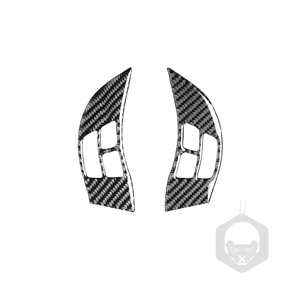 

Модификация автомобильного интерьера аксессуары из настоящего углеродного волокна Автомобильная рамка кнопки рулевого колеса подходит д...