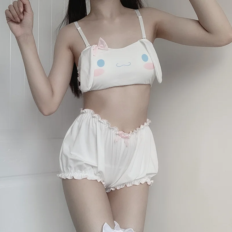 

2021 cute rabbit pajamas summer woman soft black velvet pajamas for girls girls cute inner shorts pajamas