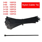 Самоблокирующиеся 100 шт. черные 3X200 крепежные кольца 3X60 кабельные стяжки набор нейлоновых крепежных стяжек