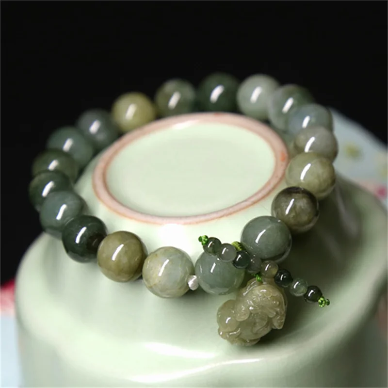 

Hot Selling Natural Hand-carve Jade Oil Cyan Pixiu Baranglet -bracelet Fashion Accessories Men Women Luck Gifts