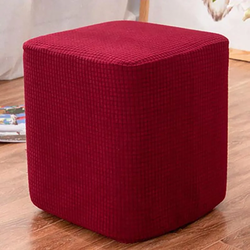 

Square Footstool Cover Stretch Sofa Seat Covers Plain Fabric Chair Slipcover For Living Room Rest Stool Slipcover Home Decro